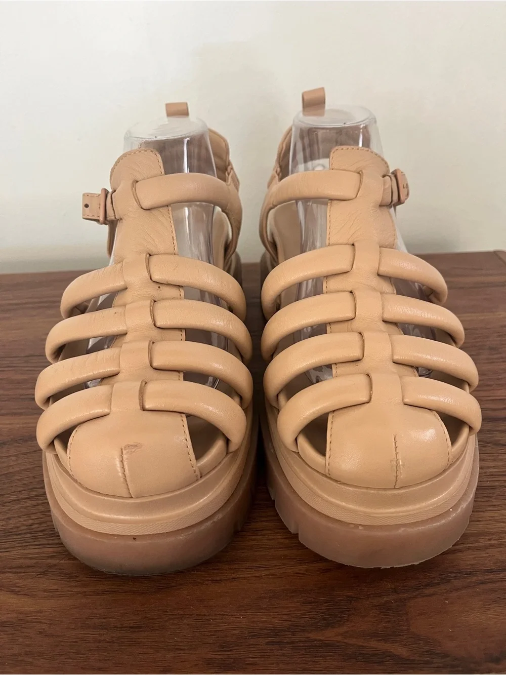 ASH Leather Shark Beige Fisherman Platform Sandals Neutrals Boho EU40 Lug Sole - Picture 3 of 8